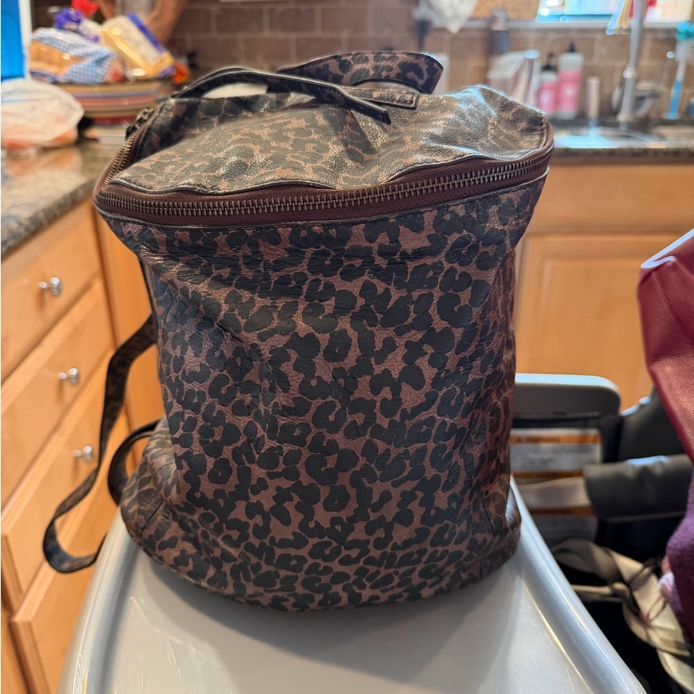 Frye Leopard Print Backpack - Black and Brown